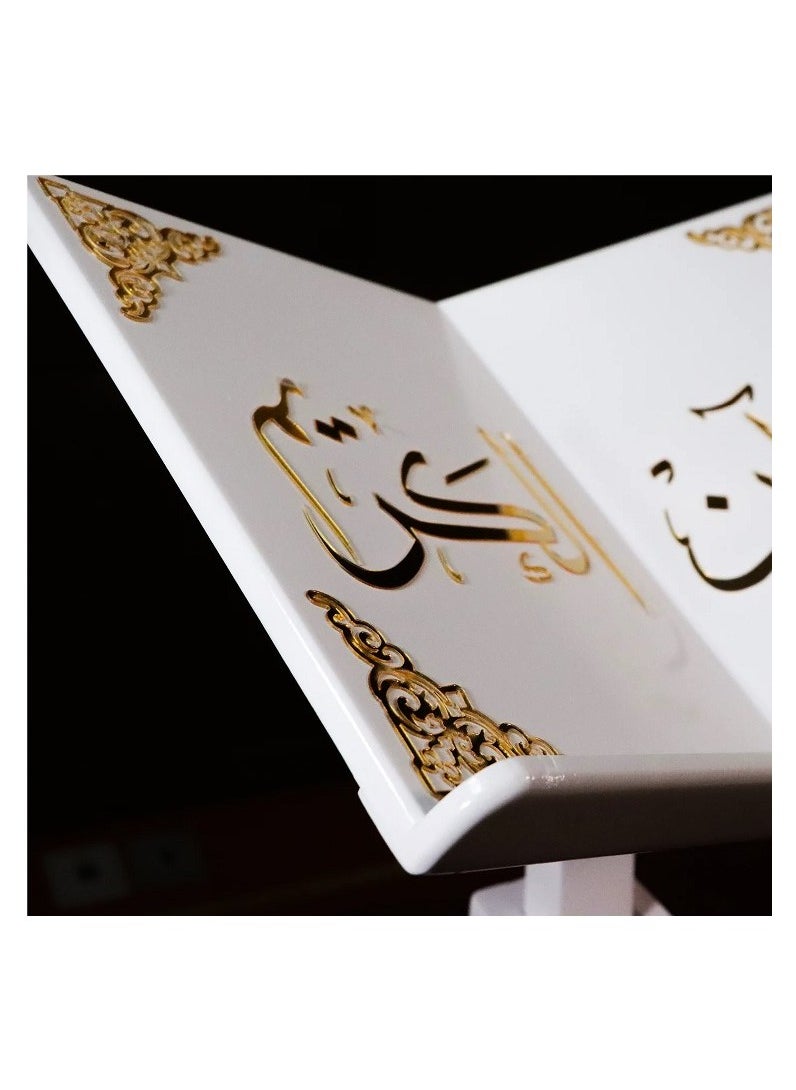 Turkish Quran holder decorated with golden acrylic engravings, height 110 cm, white