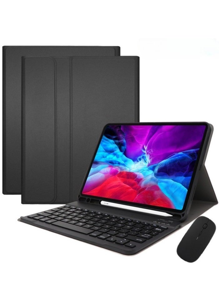 Arabic and English Keyboard Case for iPad Air 6th Gen (2024)/Air 5th Gen (2022)/Air 4th Gen (2020) 10.9 Inch/Pro 11 inch(2022/2021/2020/2018), Detachable Wireless Keyboard Pencil Holder Slim Leather Smart Cover with Mouse