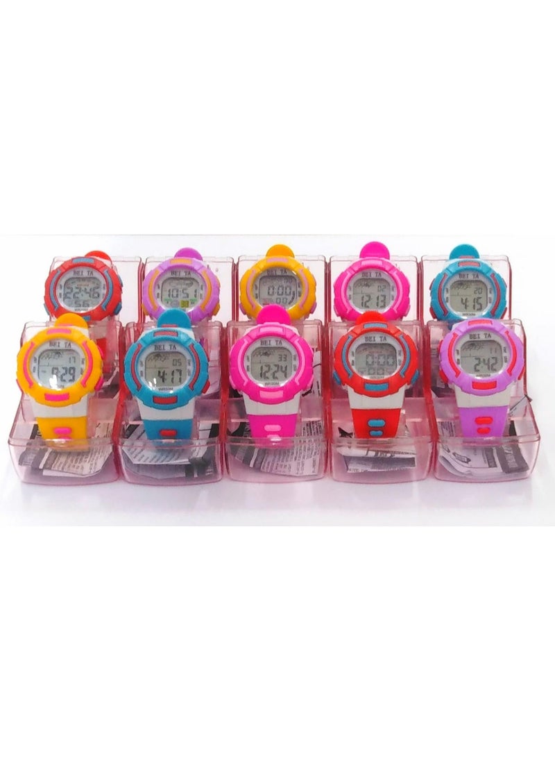 Colourful Digital Children Watches, Assorted  Set of 10