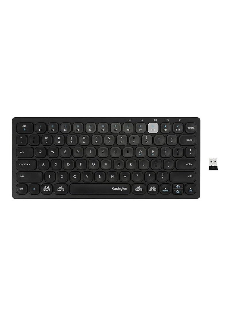 Wireless Mini Keyboard via Bluetooth or USB 3.0, Compact QWERTY IT Multi-Device and Dual Wireless, Compatible with Windows, Mac, iOS and Chrome OS Arabic