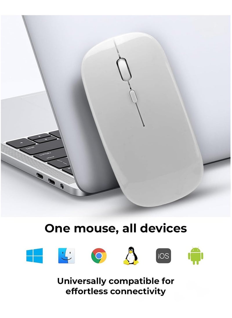 Dual-Mode Wireless Mouse Bluetooth 5.0 & USB 2.4G, Silent Noiseless Slim Design for Laptop, 4 Adjustable DPI Levels Compatible With Mackbook HP Acer Lenovo Thinkpad Elegant Black