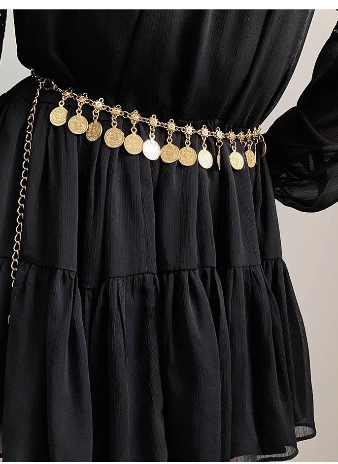 Versatile Decoration Long Tassel Coin Retro Style Waist Chain