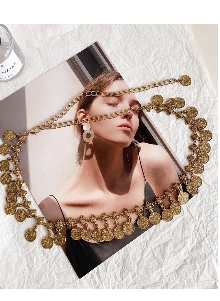 Versatile Decoration Long Tassel Coin Retro Style Waist Chain