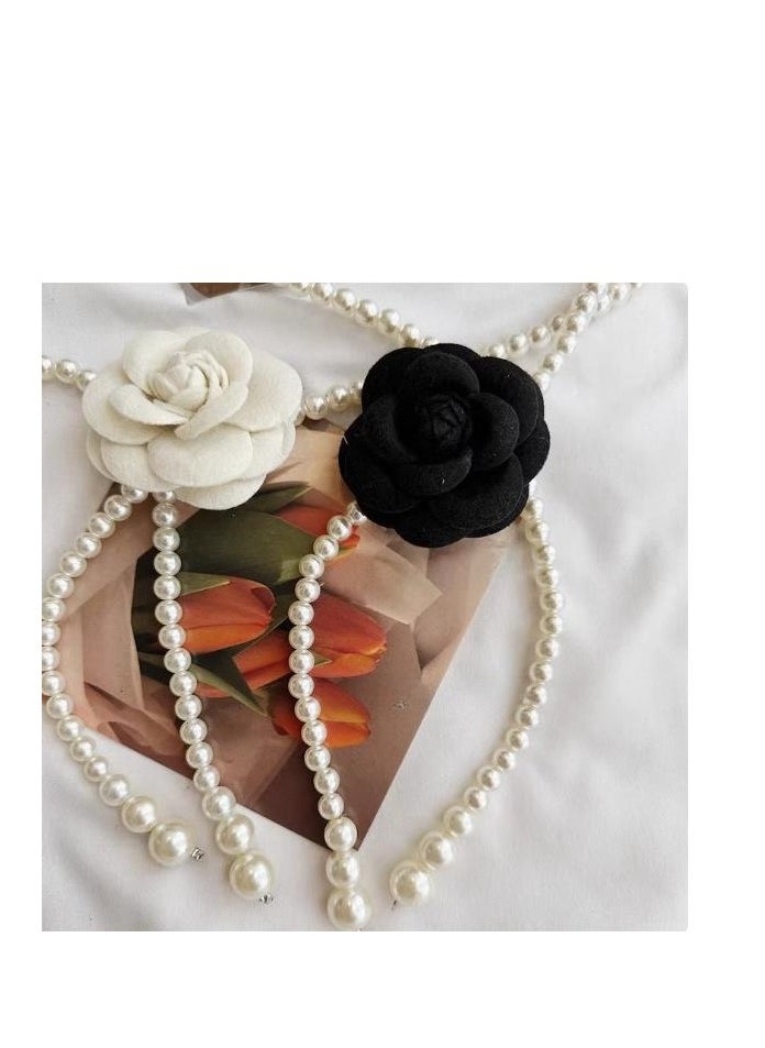 High End Pearl Flower Belt Decorative Dress