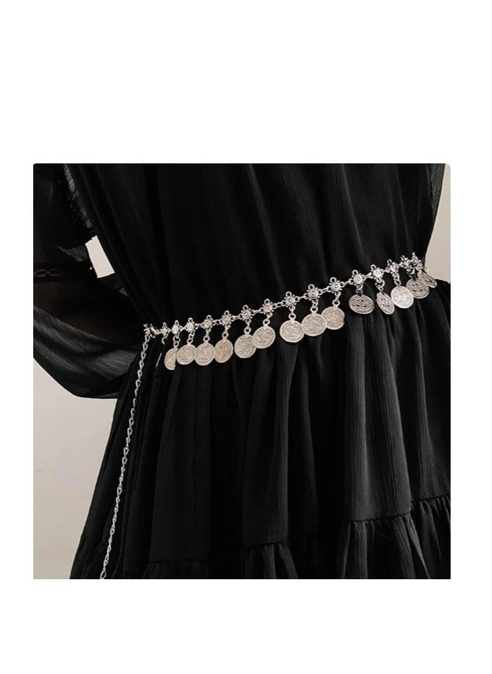 Versatile Decoration Long Tassel Coin Retro Style Waist Chain