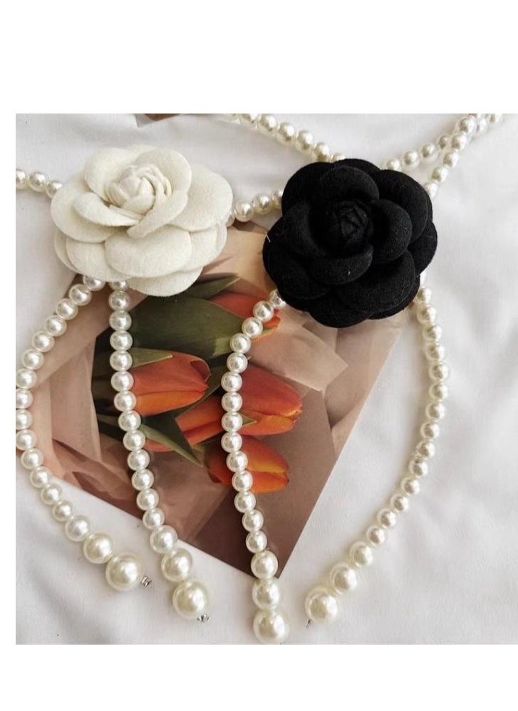 High End Pearl Flower Belt Decorative Dress