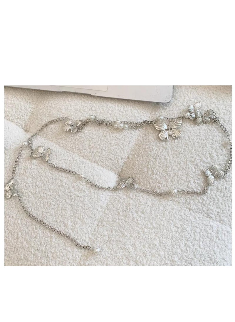 Pearl Butterfly Waist Chain Multi layer Design Belt Versatile Dress Accessories