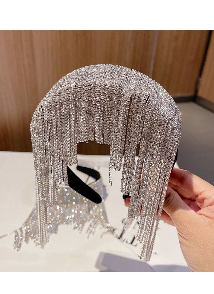 Sparkling Wide Edge Long Tassel Temperament Headband