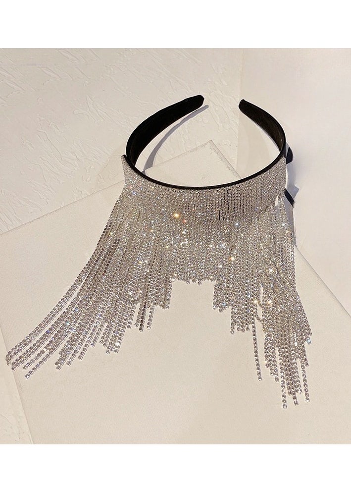 Sparkling Wide Edge Long Tassel Temperament Headband