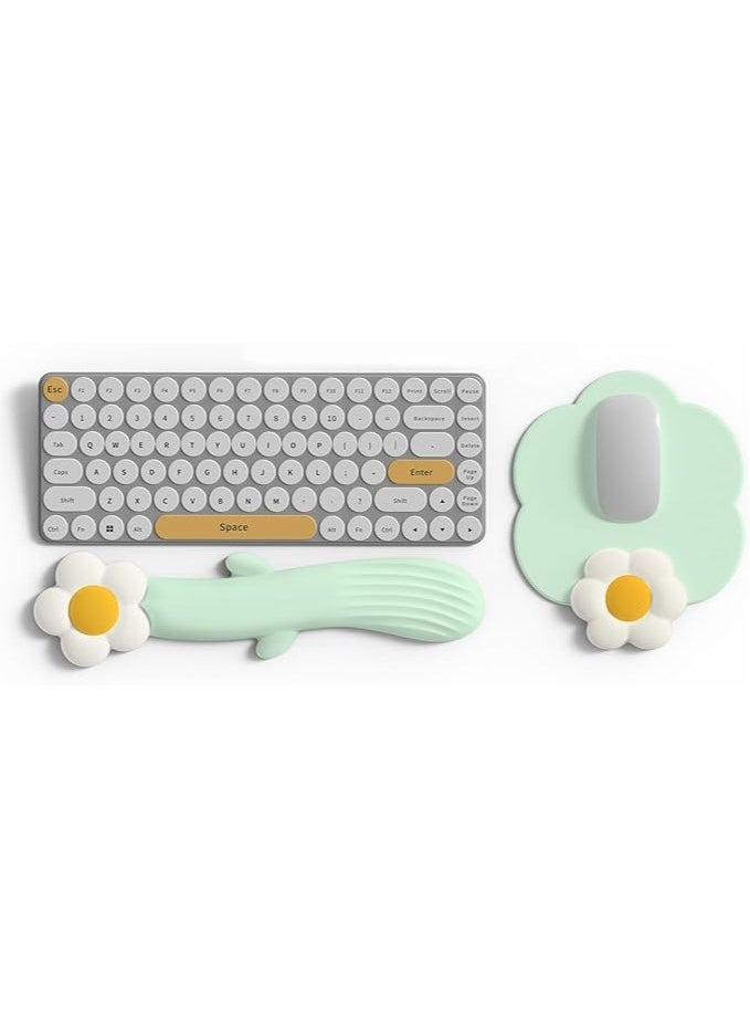 Ergonomic Flower Keyboard Wrist Rest and Mouse Pad With Wrist Support,relieve Wrist/elbow Painnon-slip Base Wrist Pad,leather Cushioned Memory Foam Wrist Rest for Keyboard and Mouse Sets