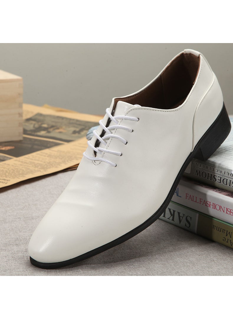 Korean Style White Pointed Mens Business Casual Shoes for Spring/SummerWhite 8379 White 8379