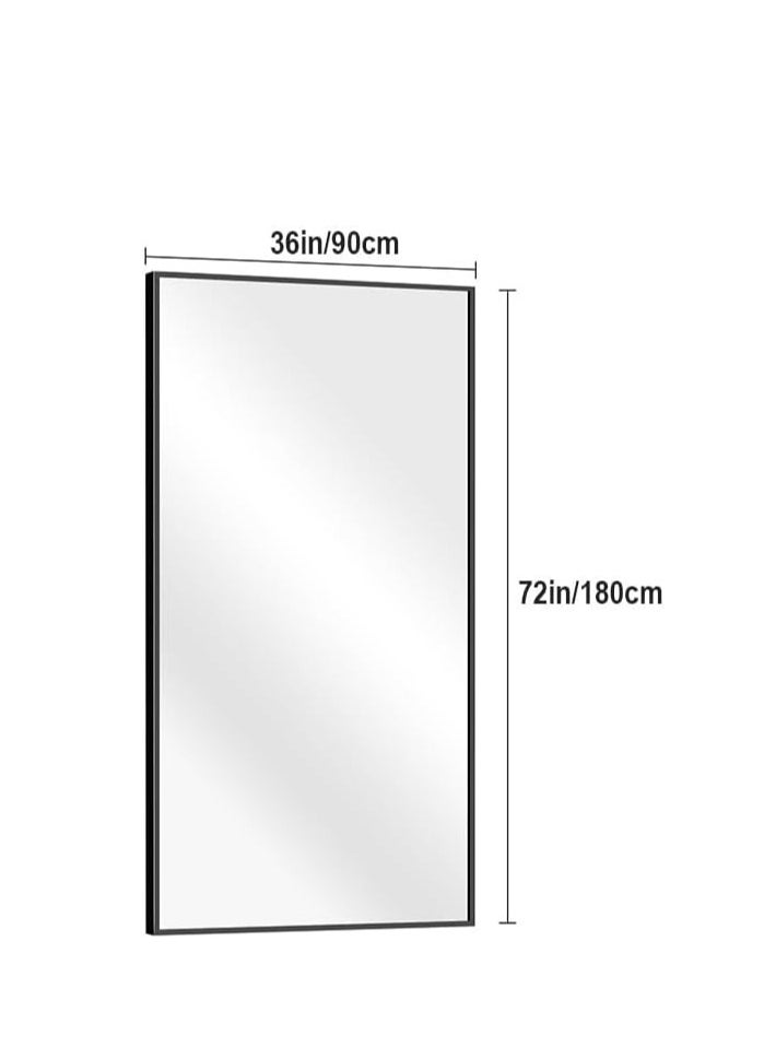 Bathroom Mirror,Black Rectangle Mirror,Wall Mounted Bathroom Frame Vanity Mirror with Square Corner for Bedroom Living Room, Entryway Hangs Horizontal