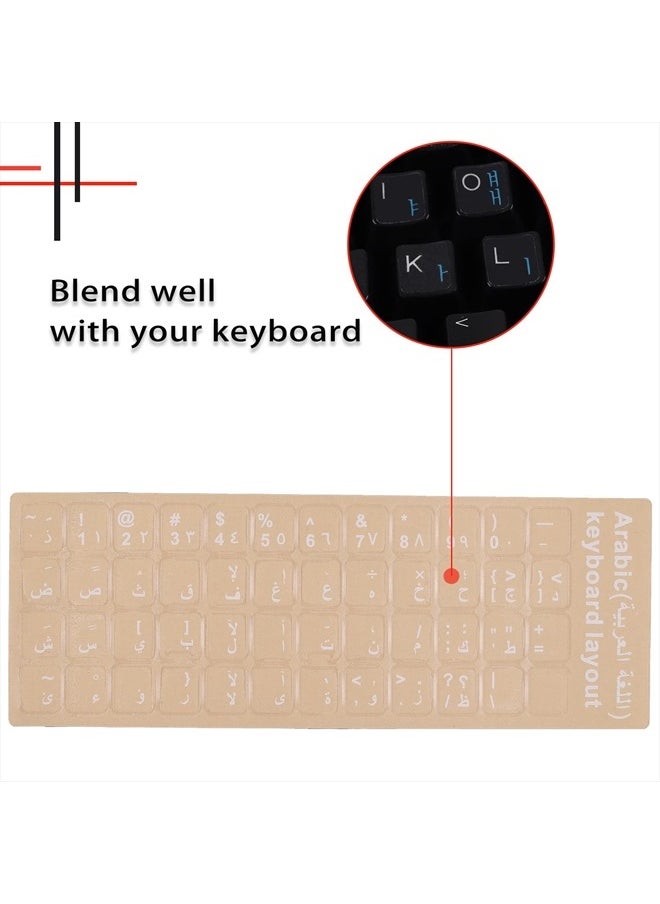 2 Pack Universal Arabic Keyboard Stickers, Transparent Background, with White Lettering for Computer Laptop Notebook Desktop, Replacement Computer Keyboard Stickers (Arabic)