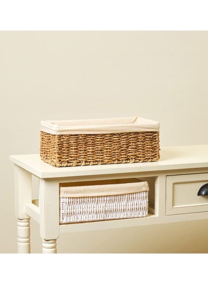 Natural Seagrass Basket with Liner Small - L34 X W15 X H12 Cm