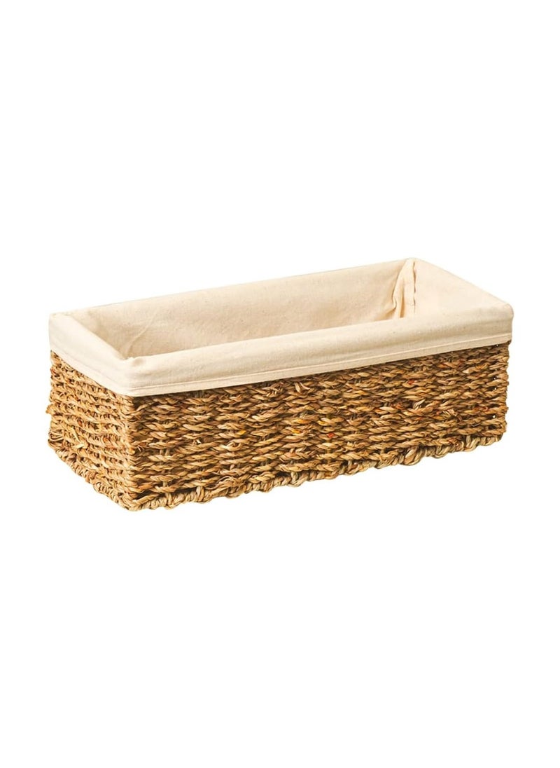 Natural Seagrass Basket with Liner Small - L34 X W15 X H12 Cm