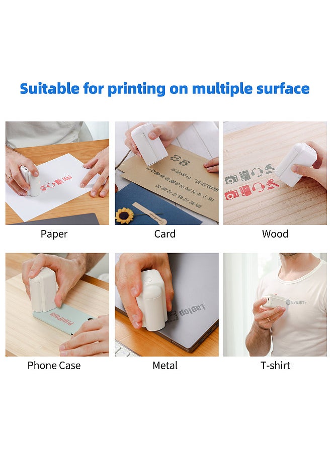 PrintPods Handheld Printer Mini Portable Inkjet Tattoo Printer with Ink Cartridge WiFi Connection Compatible with Android/iOS Smartphone Print on Paper Gift Card Wood Glass Clothes and Other Surface for Customized DIY Pattern Text Logo