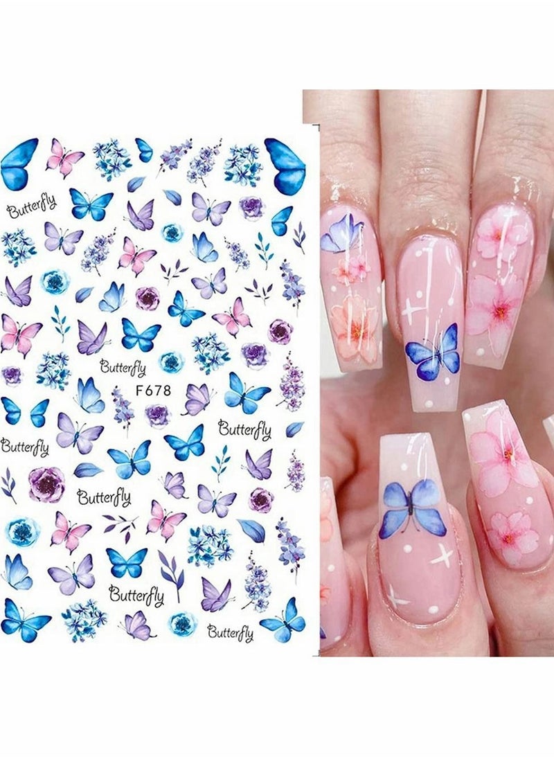 Butterfly Nail Art Stickers TERRIFI Self Adhesive Nail Decals Vanessa Nail Designs Decorations for Nail Gel Polish 10 Sheets