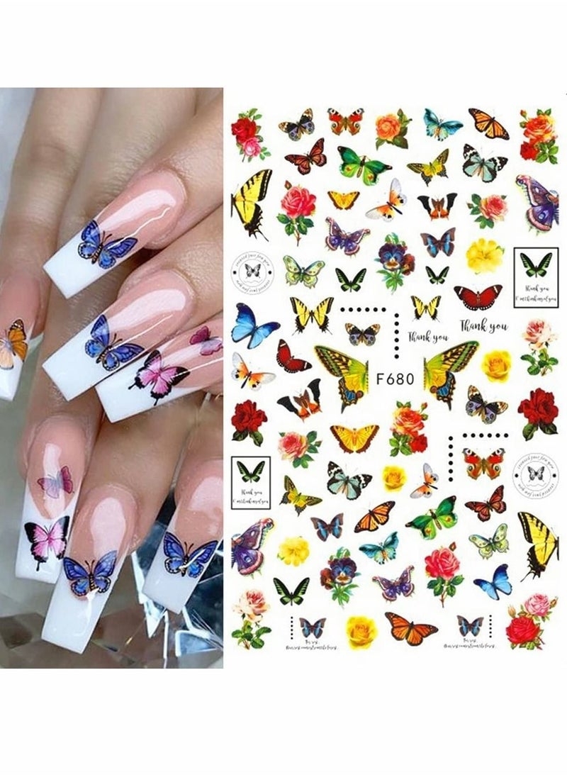 Butterfly Nail Art Stickers TERRIFI Self Adhesive Nail Decals Vanessa Nail Designs Decorations for Nail Gel Polish 10 Sheets