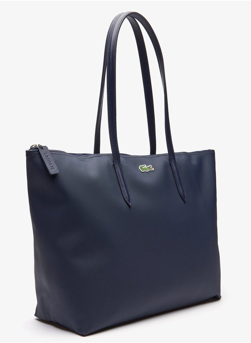 Lacoste Women's L.12.12 Concept Zip Tote Bag, Shoulder Bag Classic Large Navy 45cm * 30cm * 12cm