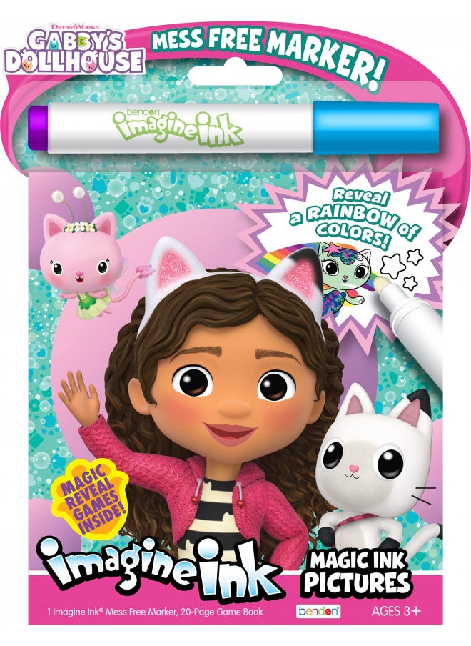 Bendon Imagine Ink Coloring Game Book, Magic Ink Pictures, Mess Free Marker (Gabby's Dollhouse)