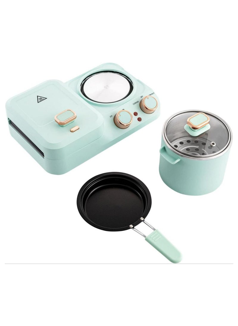 3 in 1 breakfast station multifunctional mini breakfast machine with soup pot and frying pan retro electric toaster breakfast machine sandwich maker for home kitchen.