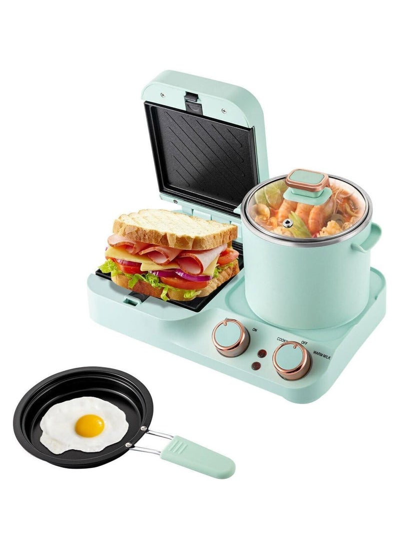 3 in 1 breakfast station multifunctional mini breakfast machine with soup pot and frying pan retro electric toaster breakfast machine sandwich maker for home kitchen.