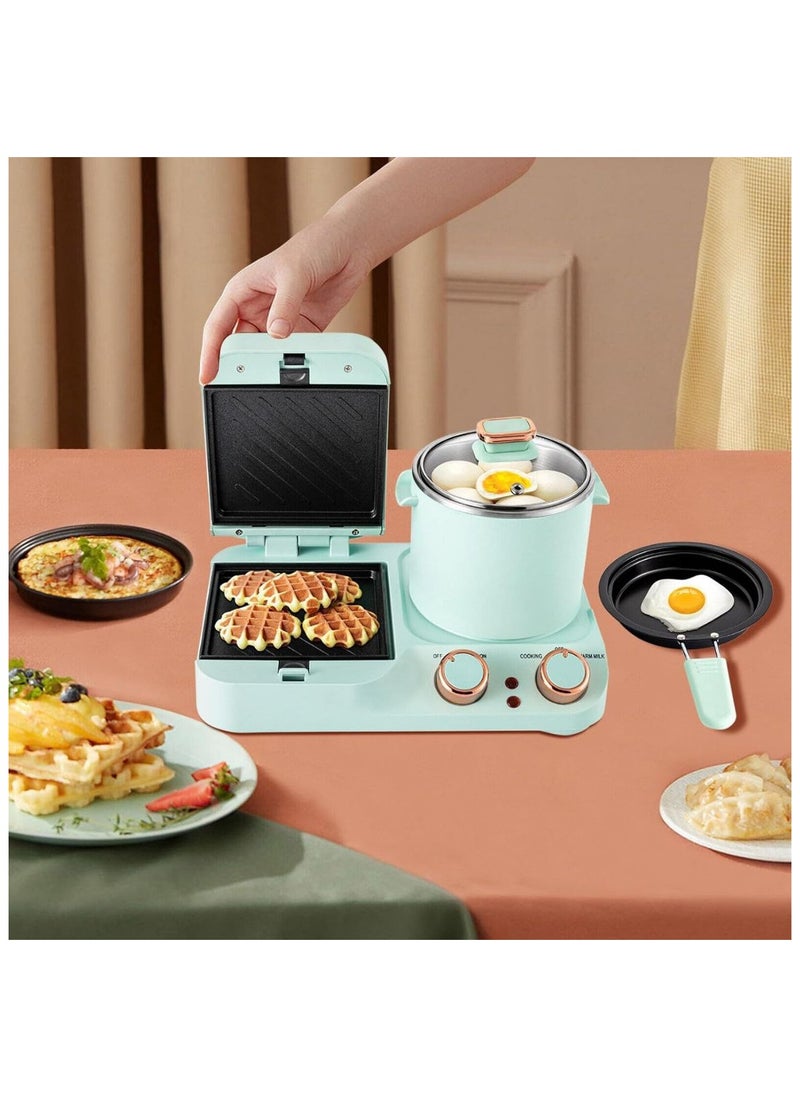 3 in 1 breakfast station multifunctional mini breakfast machine with soup pot and frying pan retro electric toaster breakfast machine sandwich maker for home kitchen.