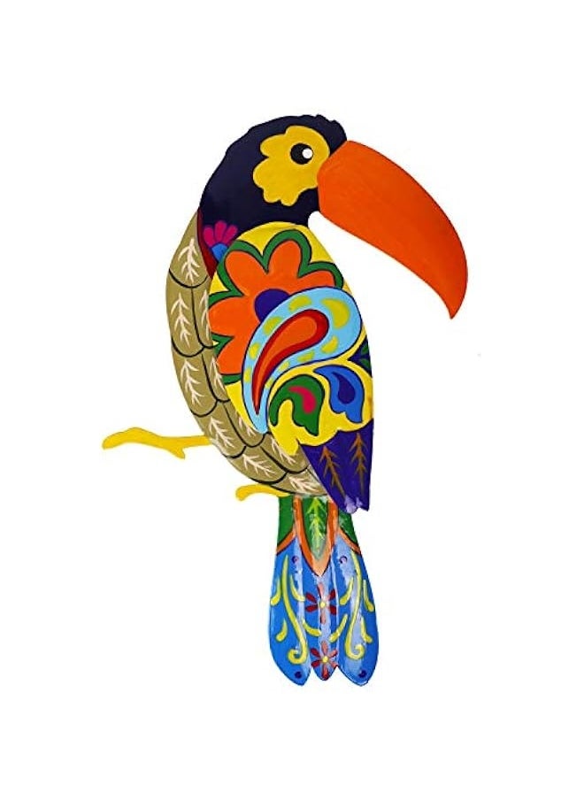 Large Metal Hornbill Wall Decor, Vivid Colorful Bird Art Wall Hanging for Indoor Outdoor Home Bedroom Office Garden (Orange)