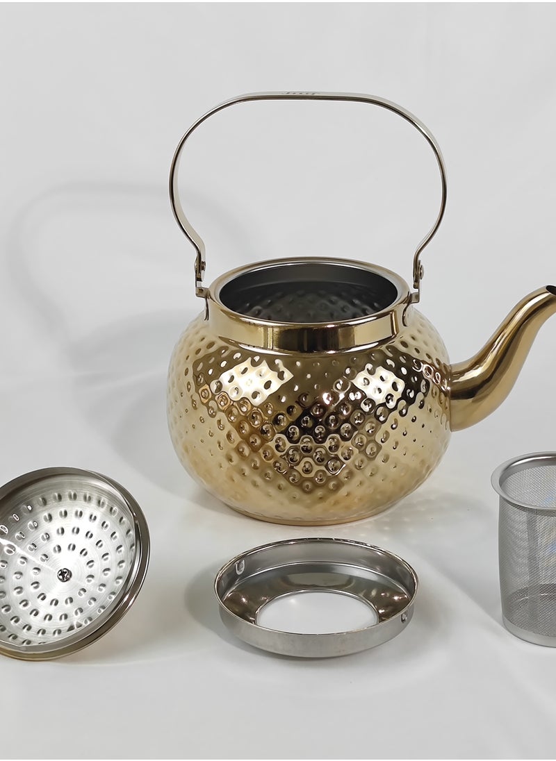 Teapot with Removable Infuser, 1.2L Stainless steel Coffee & Tea Pots - Perfect filter for Loose Leaf Tea or Tea Bags (Gold