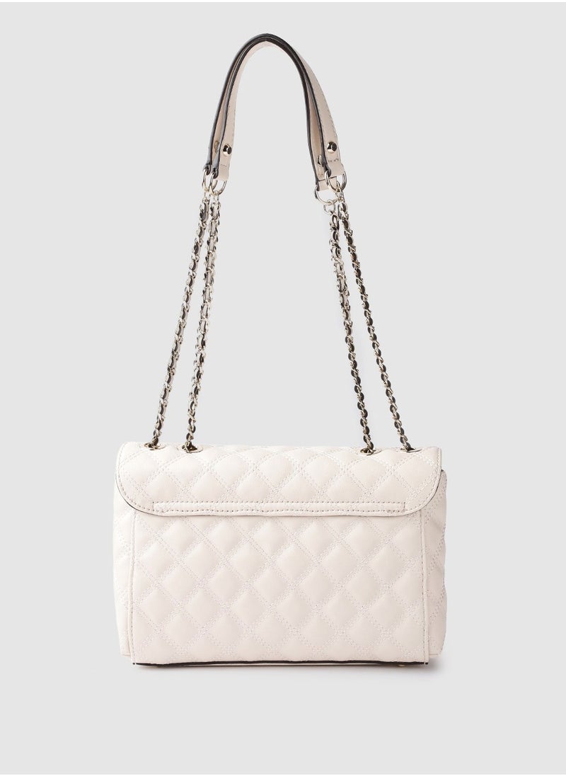 Off White Quilted Structured Shoulder Bag