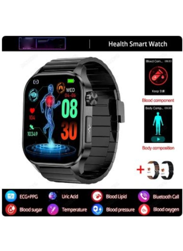 2024 New Blood Lipids Uric Acid Blood Glucose Smart Watch with Heart Rate Body Composition and Bluetooth Call