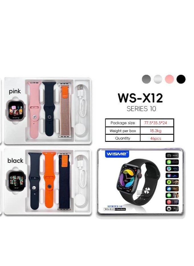 Wisme WS-X12 Smartwatch | 3-in-1 Strap Set, Fitness Tracking & Health Monitoring, Smartwatch for men