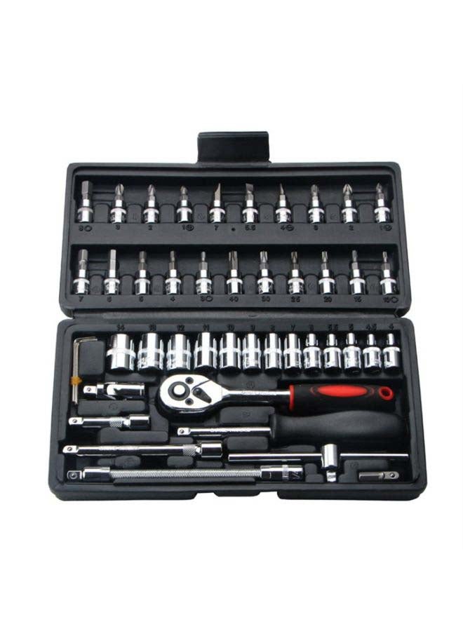 46-Piece Auto Repair Set Silver/Red/Black