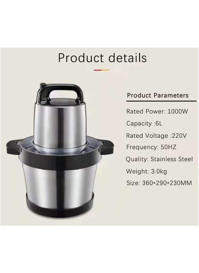 6L Large Capacity 304 Stainless Steel Kitchen Appliance Meat Grinder