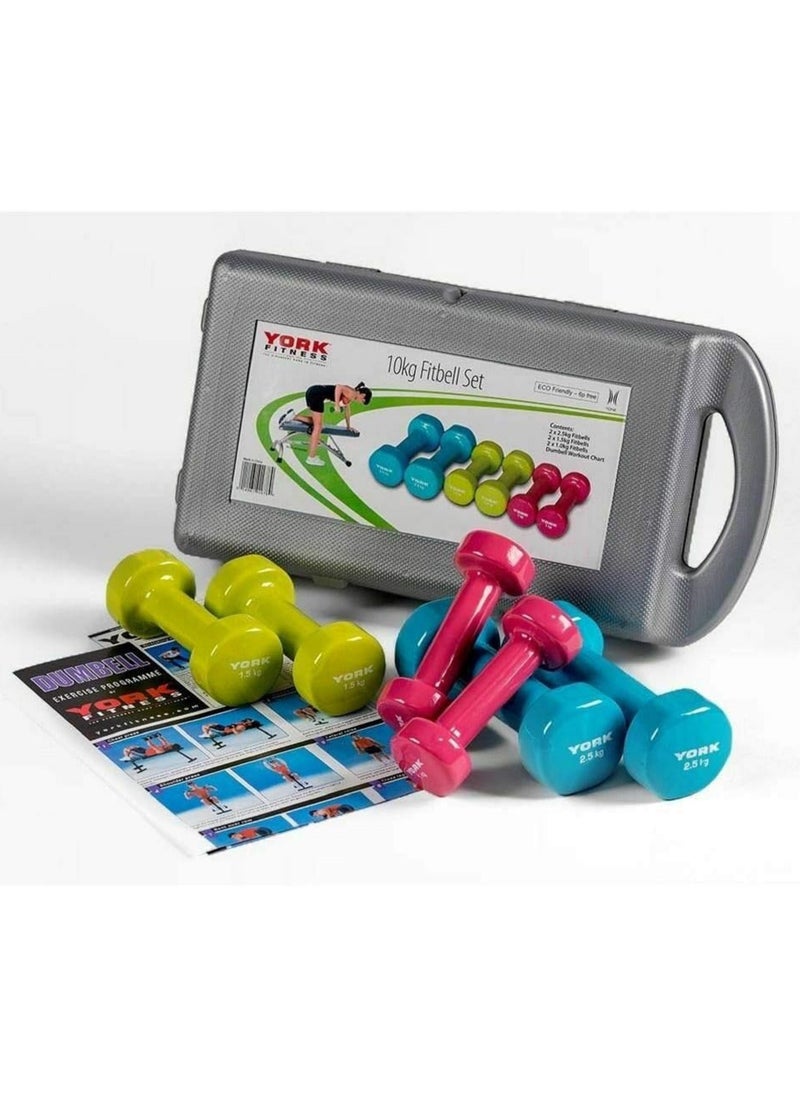 York Fitness 10Kg Vinyl Fitbell Set In A Case