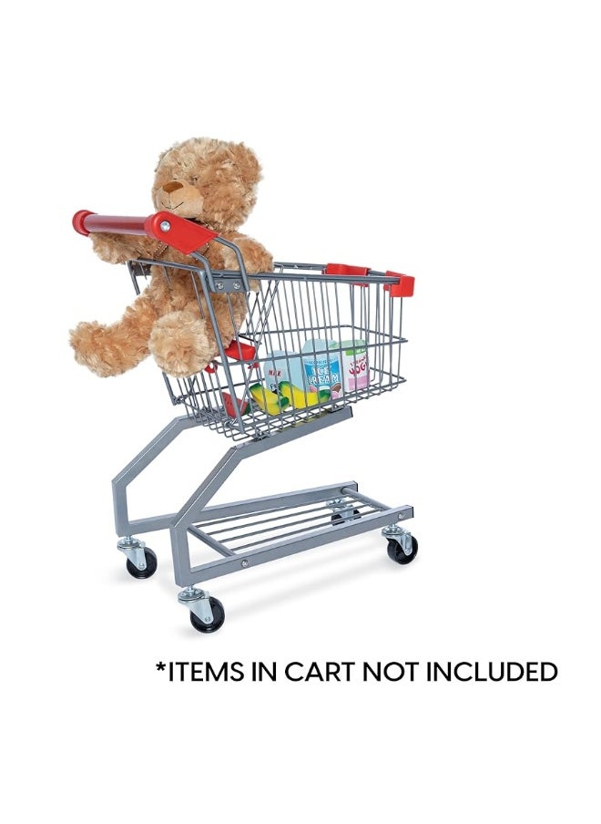 Milliard Toy Metal Shopping Cart - Supermarket Pretend Play Grocery Cart for Kids and Toddlers