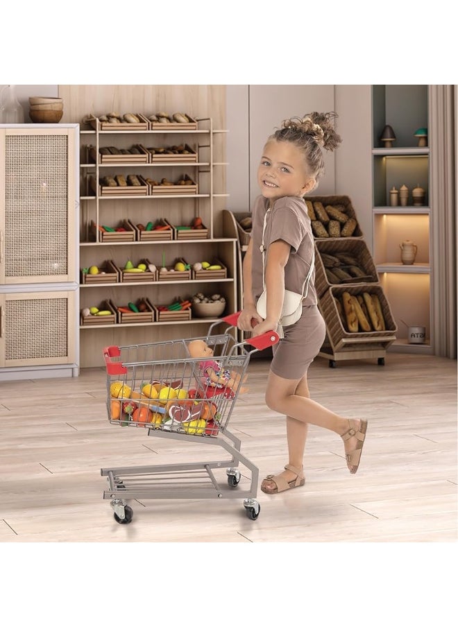 Milliard Toy Metal Shopping Cart - Supermarket Pretend Play Grocery Cart for Kids and Toddlers