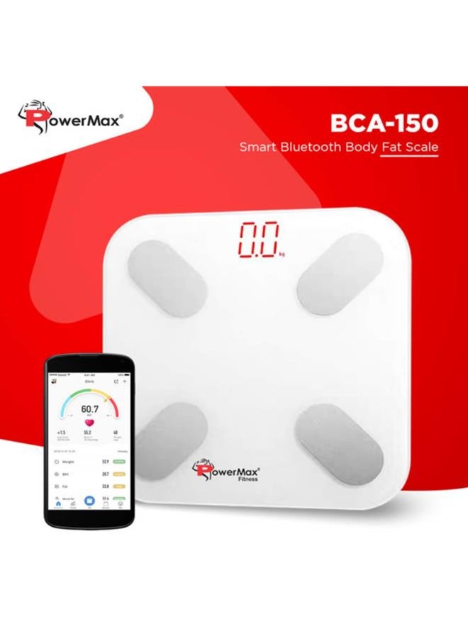 PowerMax Fitness BCA-150 Smart Bluetooth Body Fat Scale - Smart BMI Digital Bathroom Wireless Weight Scale & Body Composition Analyser with Smartphone App