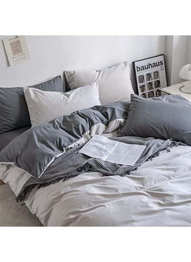 Comfortable and Cozy 4PCS Duvet Cover Single Size Bedsheet Set 400 Thread Count Full Sheet Set 1 Fitted Sheet 1 Duvet Cover 2 Pillowcases 120*200+25cm