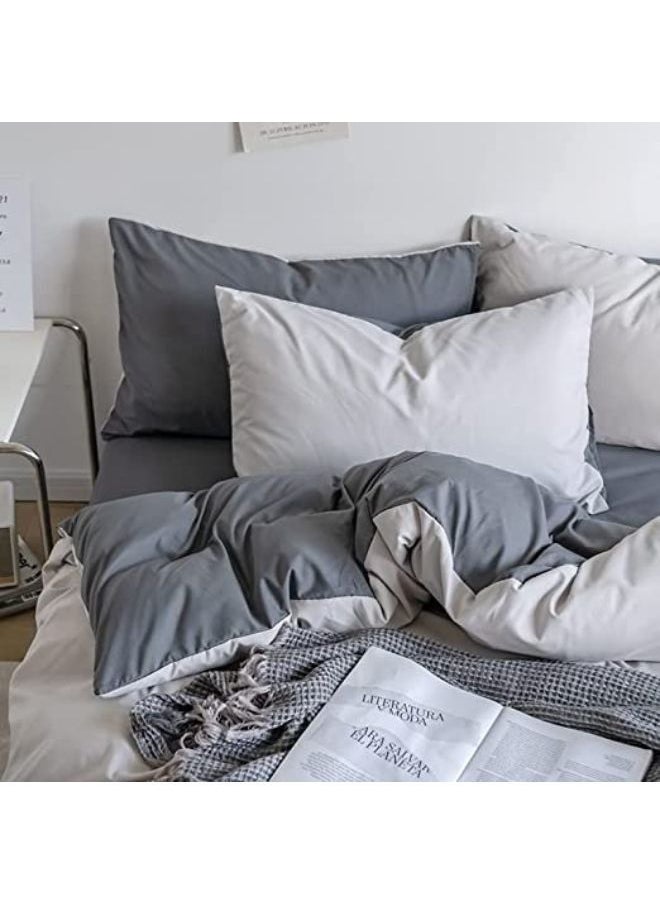 Comfortable and Cozy 4PCS Duvet Cover Single Size Bedsheet Set 400 Thread Count Full Sheet Set 1 Fitted Sheet 1 Duvet Cover 2 Pillowcases 120*200+25cm