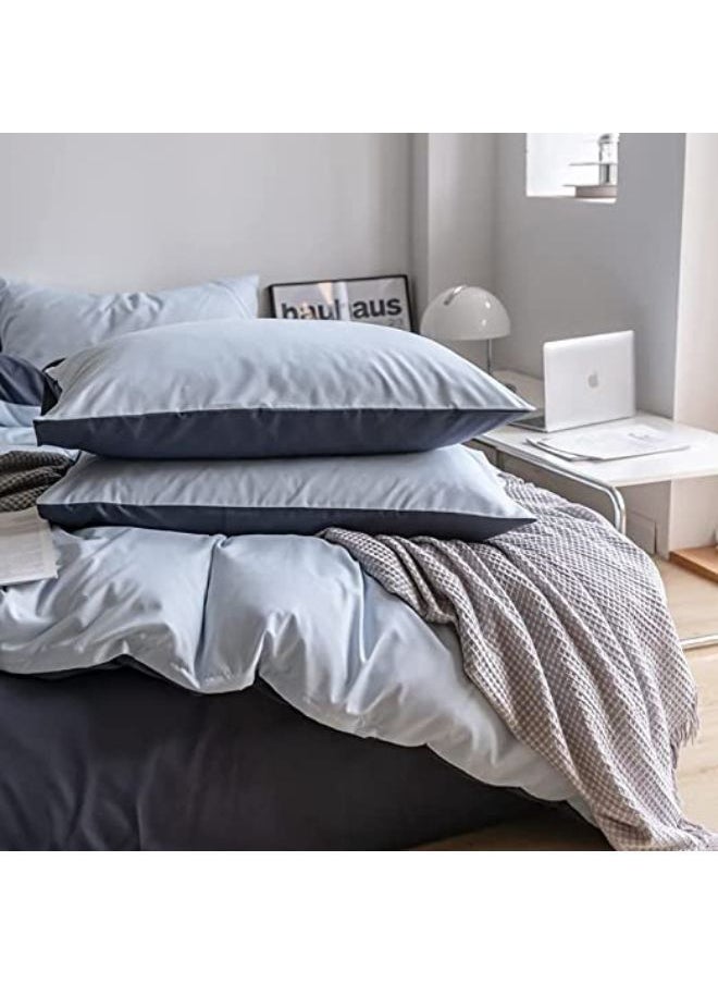 Comfortable and Cozy 4PCS Duvet Cover Single Size Bedsheet Set 400 Thread Count Full Sheet Set 1 Fitted Sheet 1 Duvet Cover 2 Pillowcases 120*200+25cm