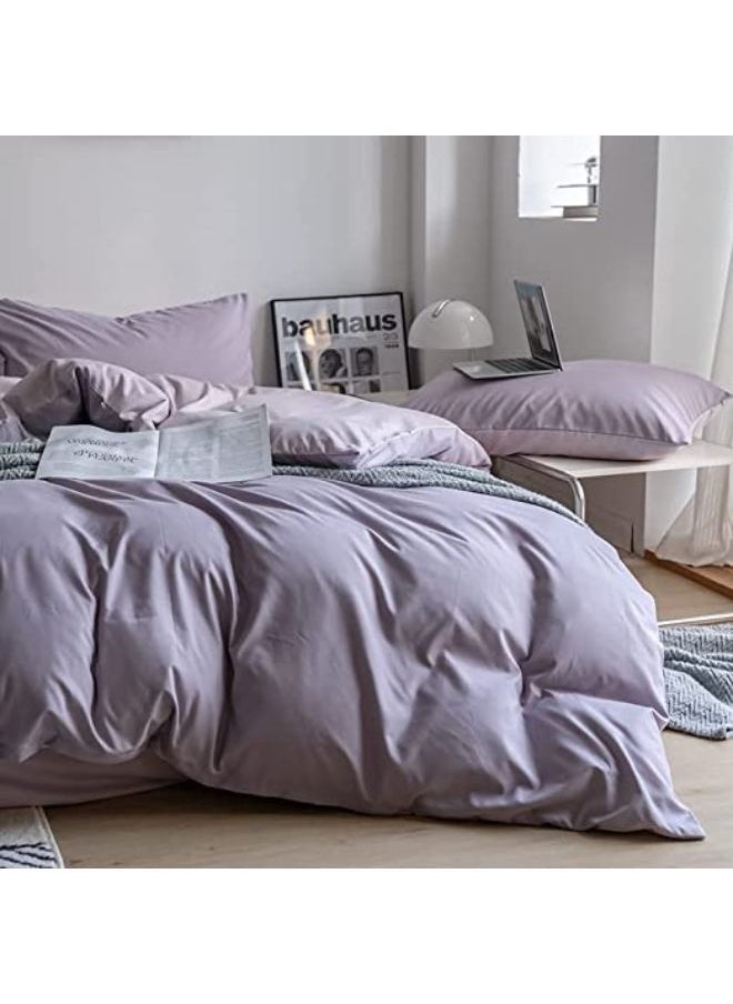 Comfortable and Cozy 4PCS Duvet Cover Single Size Bedsheet Set 400 Thread Count Full Sheet Set 1 Fitted Sheet 1 Duvet Cover 2 Pillowcases 120*200+25cm