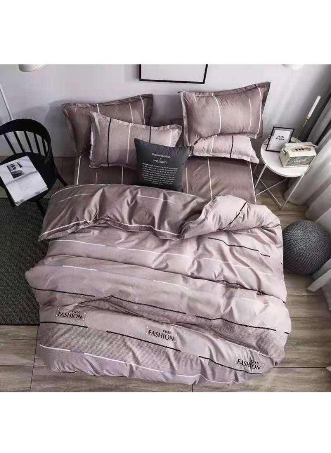 Comfortable and Cozy 4PCS Duvet Cover Single Size Bedsheet Set 400 Thread Count Full Sheet Set 1 Fitted Sheet 1 Duvet Cover 2 Pillowcases 120*200+25cm