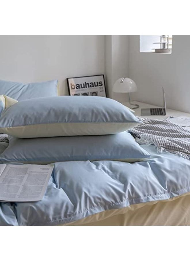 Comfortable and Cozy 4PCS Duvet Cover Single Size Bedsheet Set 400 Thread Count Full Sheet Set 1 Fitted Sheet 1 Duvet Cover 2 Pillowcases 120*200+25cm