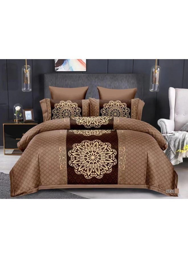 Duvet Cover Bedsheet Set 6Pcs Bedding Sheets & Pillowcases Set High Quality Luxury Cotton King Size Bed Sheet Set Luxury Soft and Breathable Set  Include Duvet Cover Fitted Sheet 4 Pillowcases