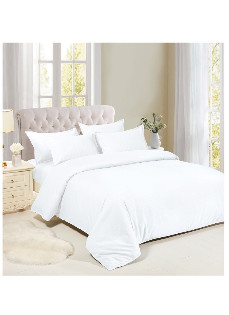 6 Piece Soft and Durable Duvet Cove Set King Size 1 pcs Duvet Cover 220x240cm  1 pcs Fitted Bedsheet 200x200+25cm 4 pcs Pillowcase 50x75cm Plain White Colour