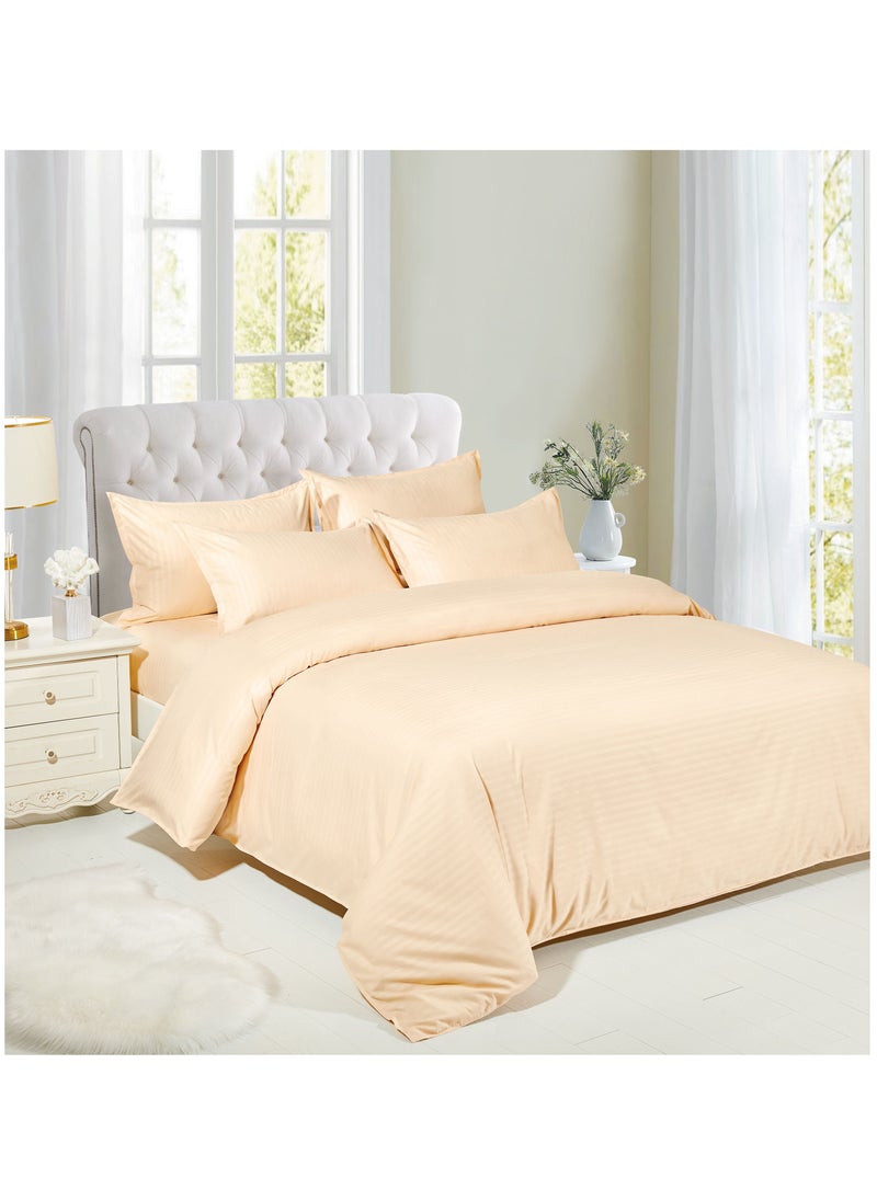 6 Piece Soft and Durable Duvet Cove Set King Size 1 pcs Duvet Cover 220x240cm 1 pcs Fitted Bedsheet 200x200+25cm 4 pcs Pillowcase 50x75cm Plain Beige Colour