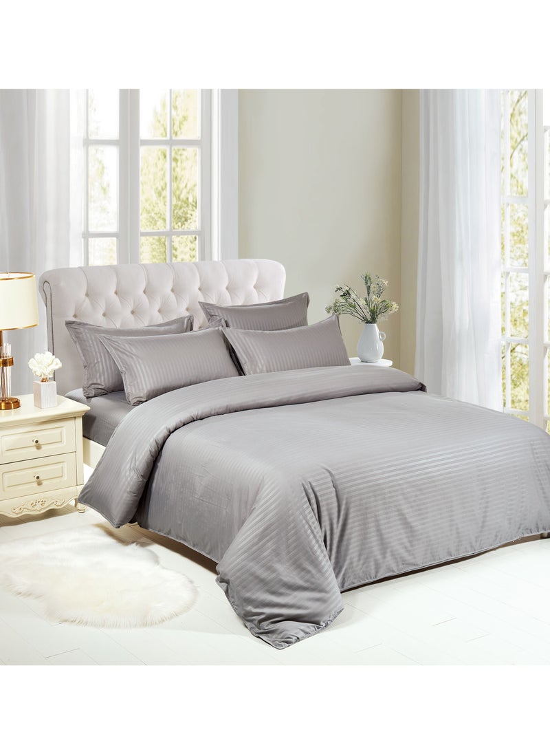 6 Piece Soft and Durable Duvet Cove Set King Size 1 pcs Duvet Cover 220x240cm 1 pcs Fitted Bedsheet 200x200+25cm 4 pcs Pillowcase 50x75cm Light Grey Color