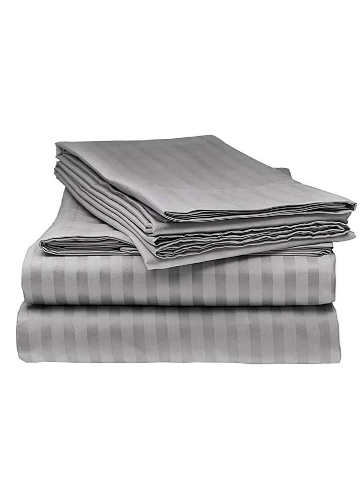 6 Piece Soft and Durable Duvet Cove Set King Size 1 pcs Duvet Cover 220x240cm 1 pcs Fitted Bedsheet 200x200+25cm 4 pcs Pillowcase 50x75cm Light Grey Color