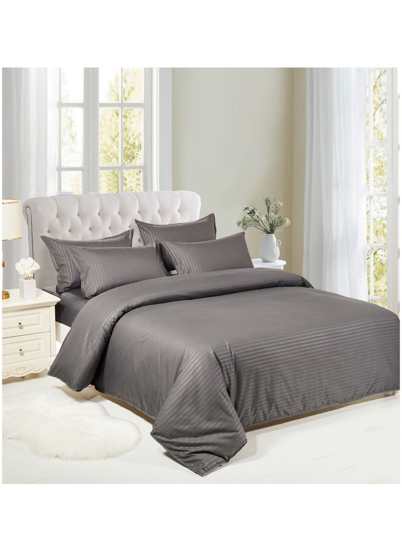 6 Piece Soft and Durable Duvet Cove Set King Size 1 pcs Duvet Cover 220x240cm 1 pcs Fitted Bedsheet 200x200+25cm 4 pcs Pillowcase 50x75cm Dark Grey Color